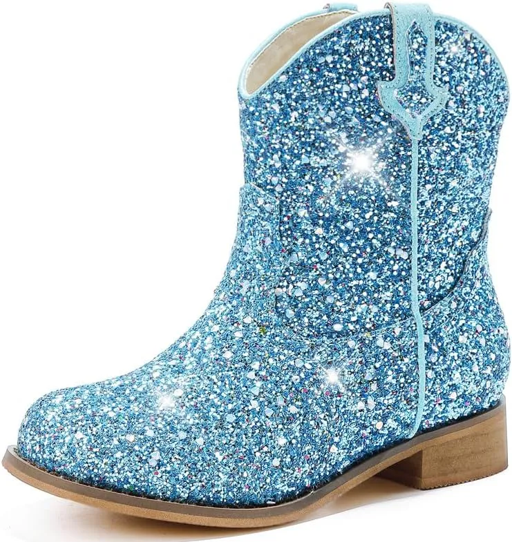 Toddler Girls Cowgirl Boots Western Glitter Cowboy Boot Ankle Boots Little Kids Big Kid Horse Riding Shoes Party Birthday Dress Up