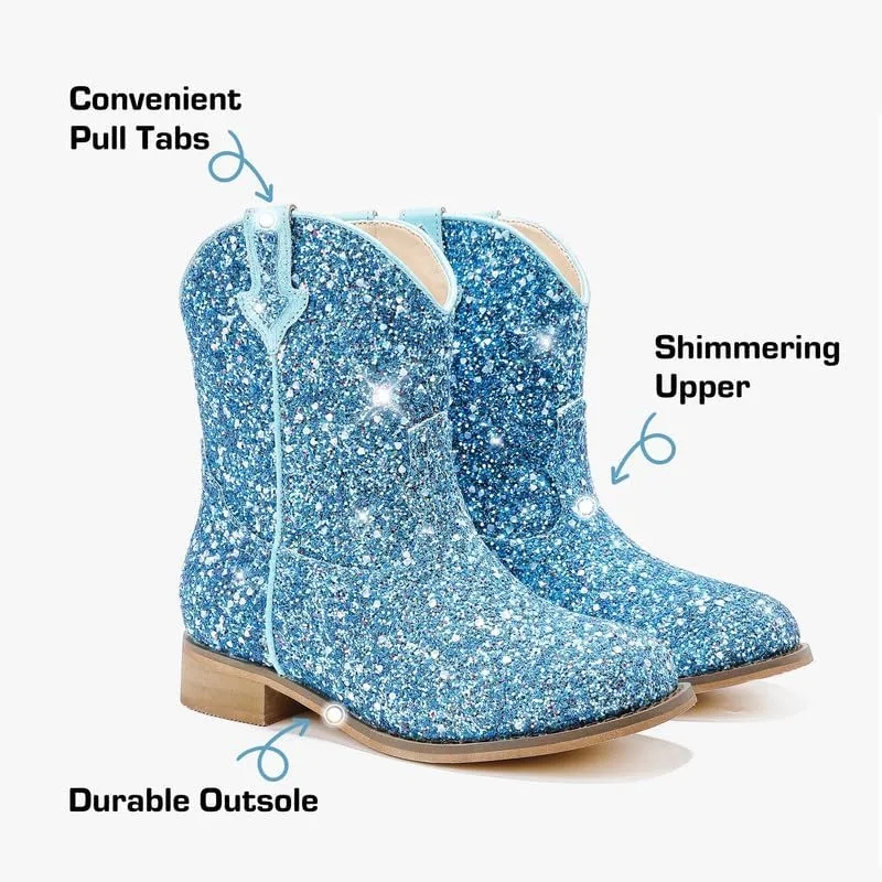 Toddler Girls Cowgirl Boots Western Glitter Cowboy Boot Ankle Boots Little Kids Big Kid Horse Riding Shoes Party Birthday Dress Up