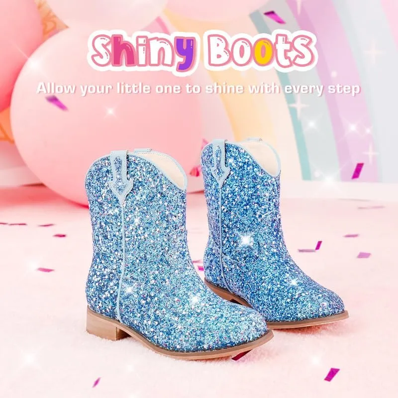 Toddler Girls Cowgirl Boots Western Glitter Cowboy Boot Ankle Boots Little Kids Big Kid Horse Riding Shoes Party Birthday Dress Up