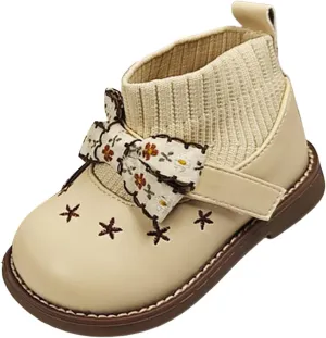 Toddler Knitting Ankle Boots Round Toe Comfortable Warm Casual Soft Cute Bowknot Anti Slip Shoes for Girls Ski Boots 21