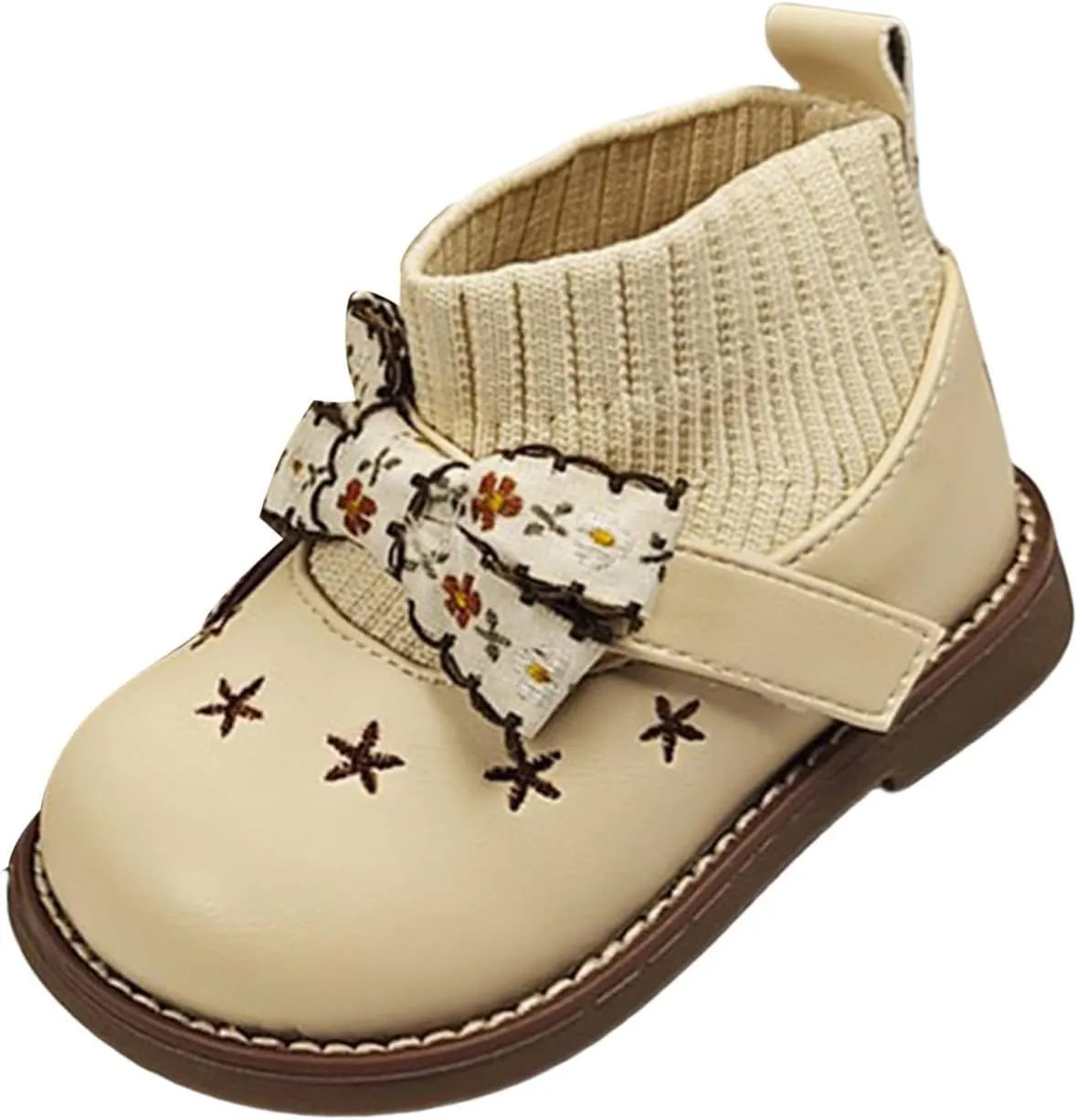 Toddler Knitting Ankle Boots Round Toe Comfortable Warm Casual Soft Cute Bowknot Anti Slip Shoes for Girls Ski Boots 21