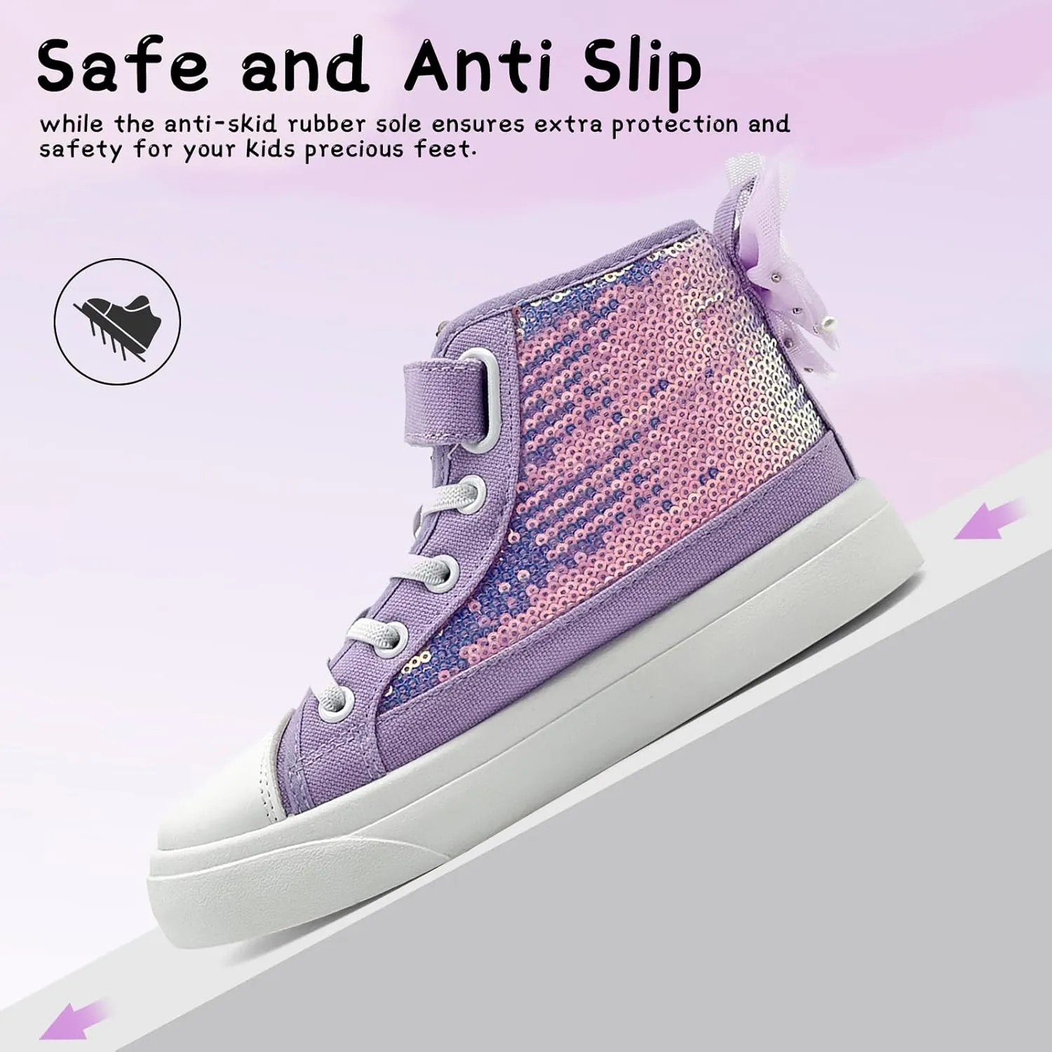 Toddler Sneakers for Girls Boys Fashion Canvas High Tops Butterfly Sequins Shoes Kids Casual Walking Shoes