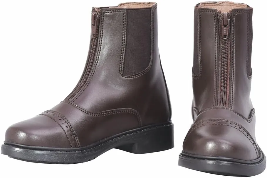 TuffRider Children??s Starter Front Zip Paddock Boots with free Socks | Durable, Easy to Clean Water-Resistant Horse Riding Boots