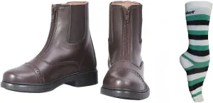 TuffRider Children??s Starter Front Zip Paddock Boots with free Socks | Durable, Easy to Clean Water-Resistant Horse Riding Boots