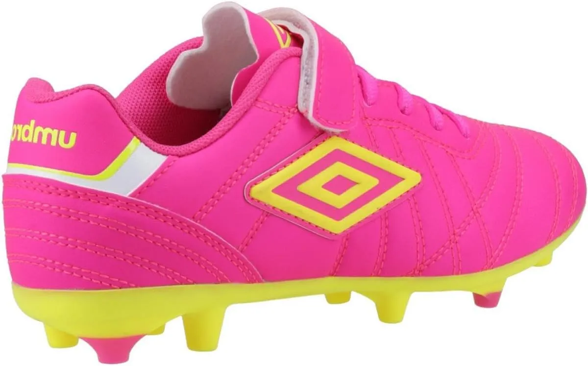 Umbro Speciali Liga Firm Ground Jnr Football Boot Hot Pink