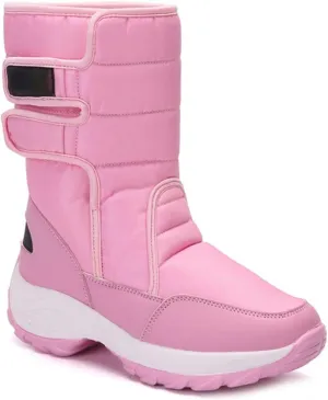 VOKLIN Women's Winter Waterproof Rain Snow Boots Fashion Platform Hook-and-Loop Mid Wide Calf Ski Snow Booties