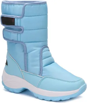 VOKLIN Women's Winter Waterproof Rain Snow Boots Fashion Platform Hook-and-Loop Mid Wide Calf Ski Snow Booties