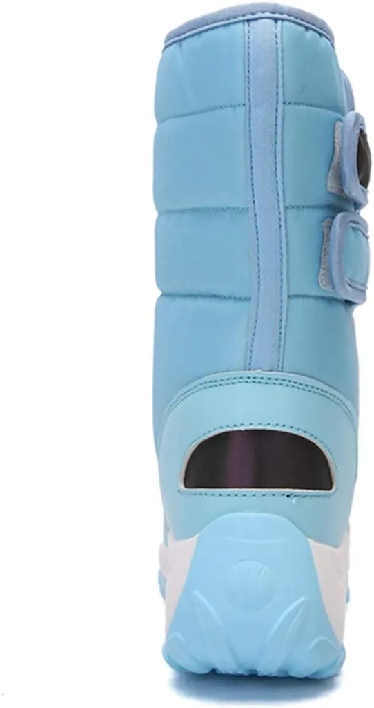VOKLIN Women's Winter Waterproof Rain Snow Boots Fashion Platform Hook-and-Loop Mid Wide Calf Ski Snow Booties