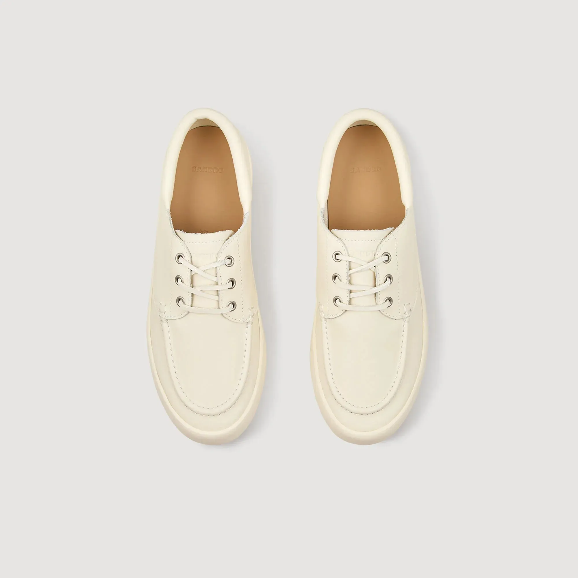 Vulca Dock Leather Boat Shoes Off-White