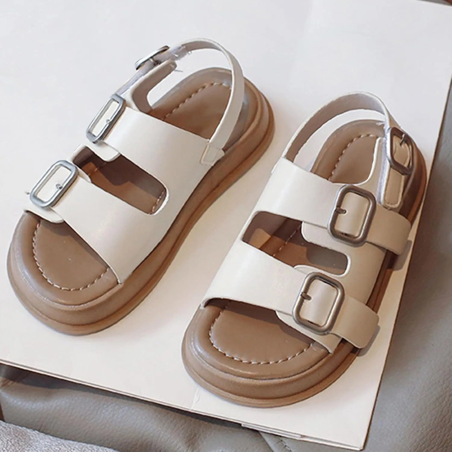 Walking Shoes for Boys Girls Children's Sandals Summer Boys Beach Shoes Soft Bottom Girls Baby Rome Trend Three Ring