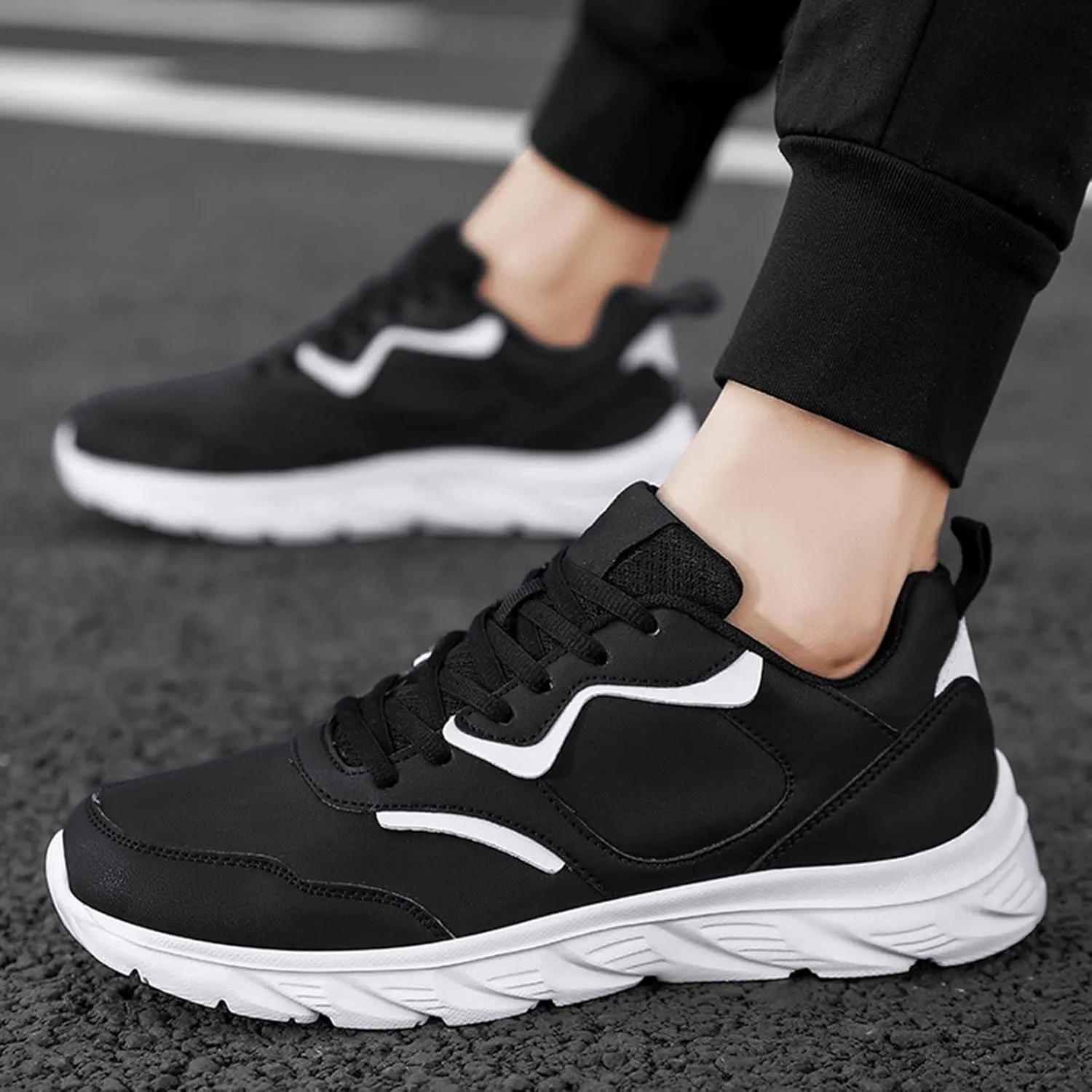 Walking Shoes for Men Mens Casual Tennis Shoes Men's Supportive Running Athletic Sneakers Blue Tennis for Men Comfortable Breathable Lightweight White Leather Sneakers