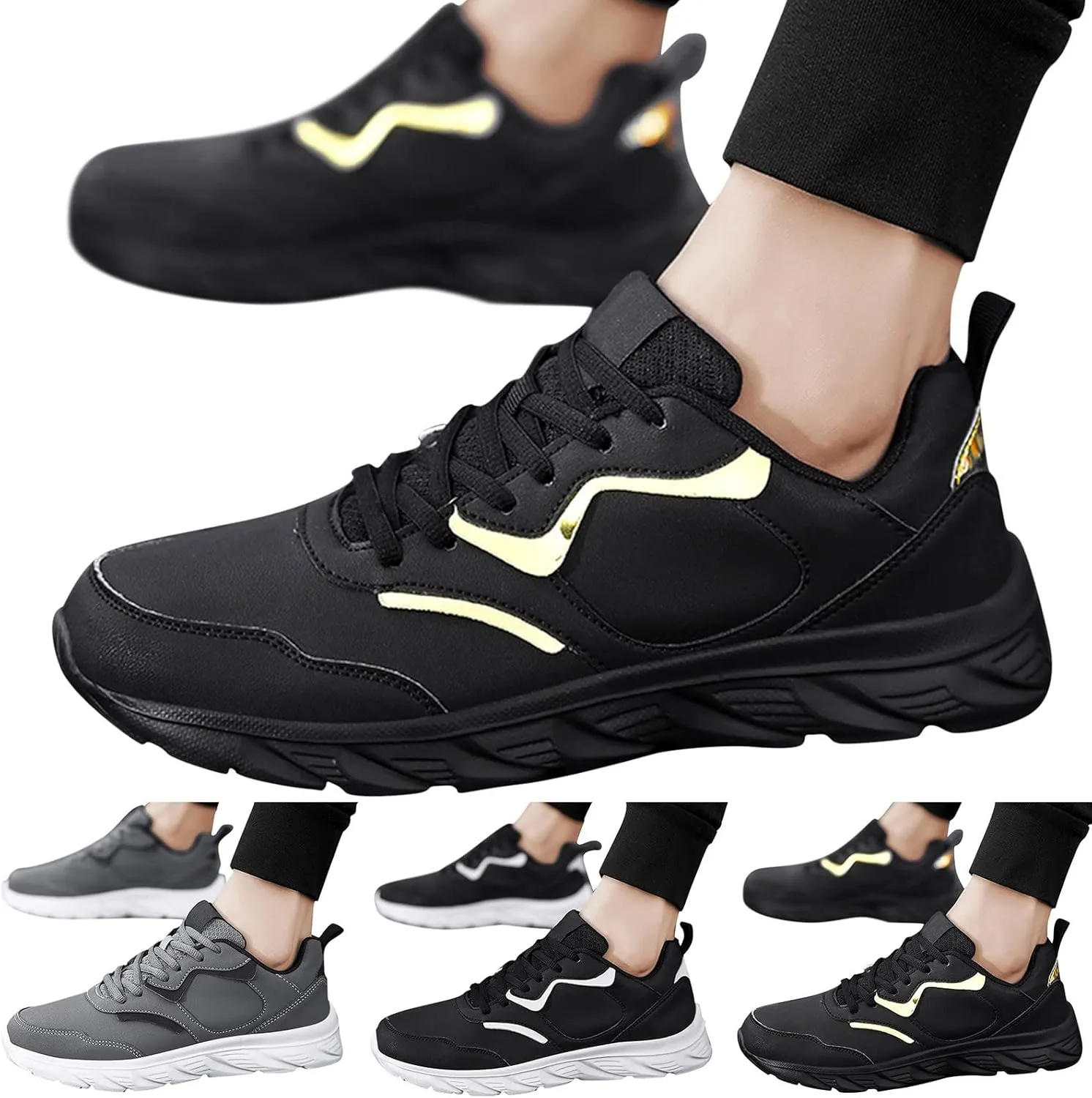 Walking Shoes for Men Mens Casual Tennis Shoes Men's Supportive Running Athletic Sneakers Blue Tennis for Men Comfortable Breathable Lightweight White Leather Sneakers