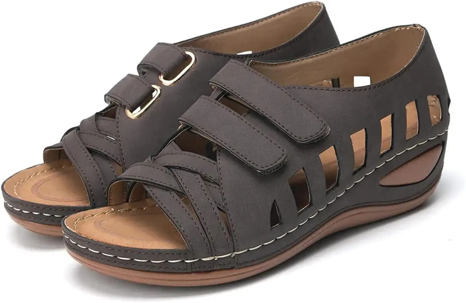 Wedge Sandals for Women Summer Dressy Low Heel Orthopedic Sandals with Arch Support Comfortable Slip on Slides