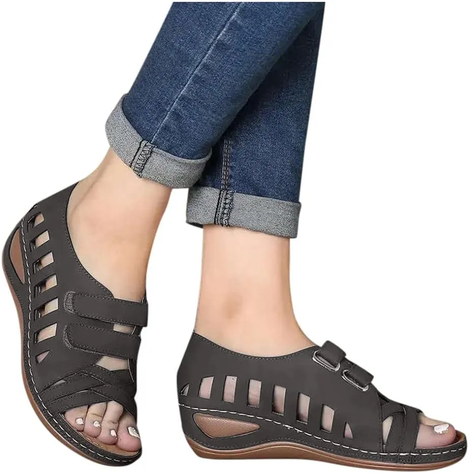 Wedge Sandals for Women Summer Dressy Low Heel Orthopedic Sandals with Arch Support Comfortable Slip on Slides