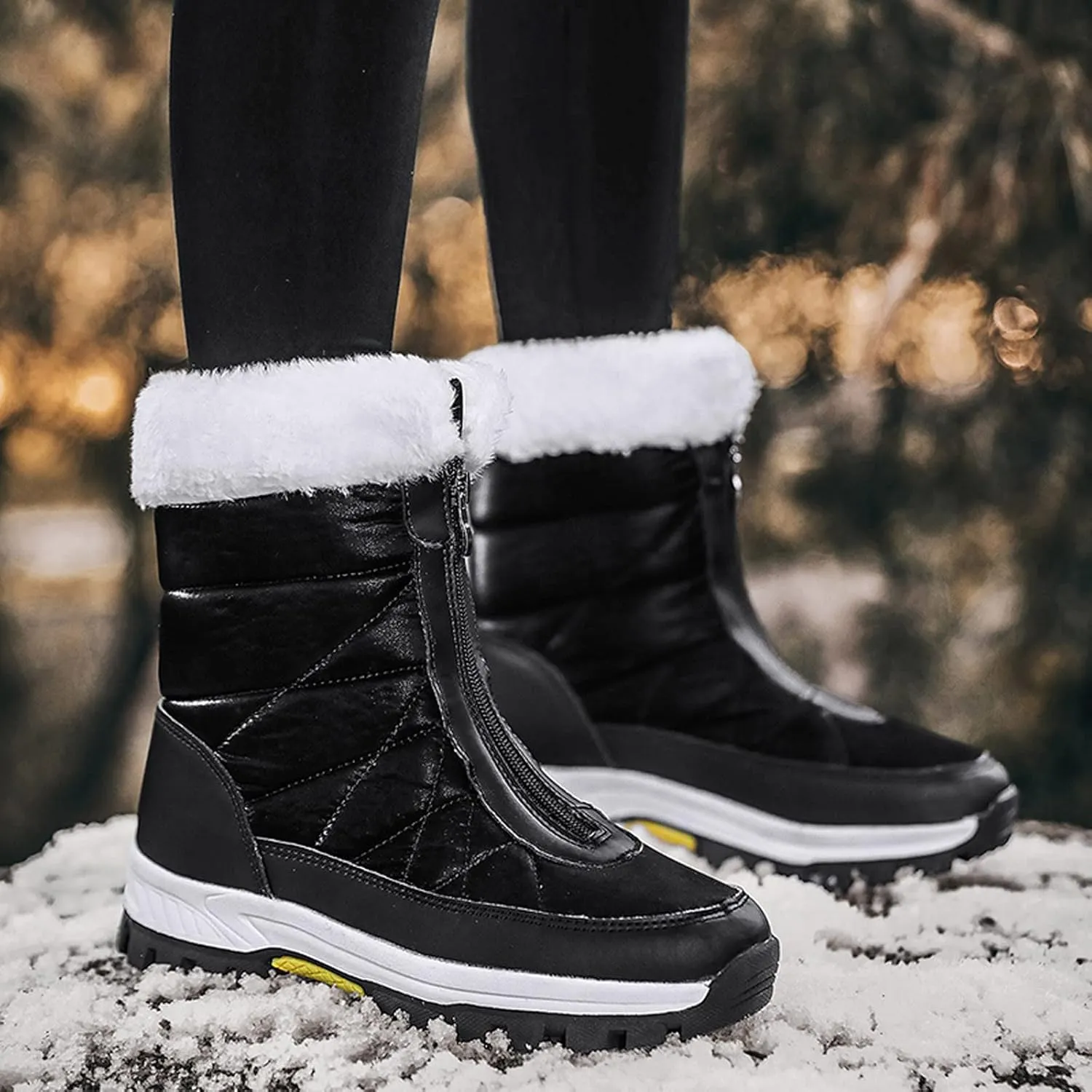 Winter Boots for Women Ankle Snow Booties Warm Fur Lined Winter Boots Anti Slip Lug Sole Waterproof Hiking Boots