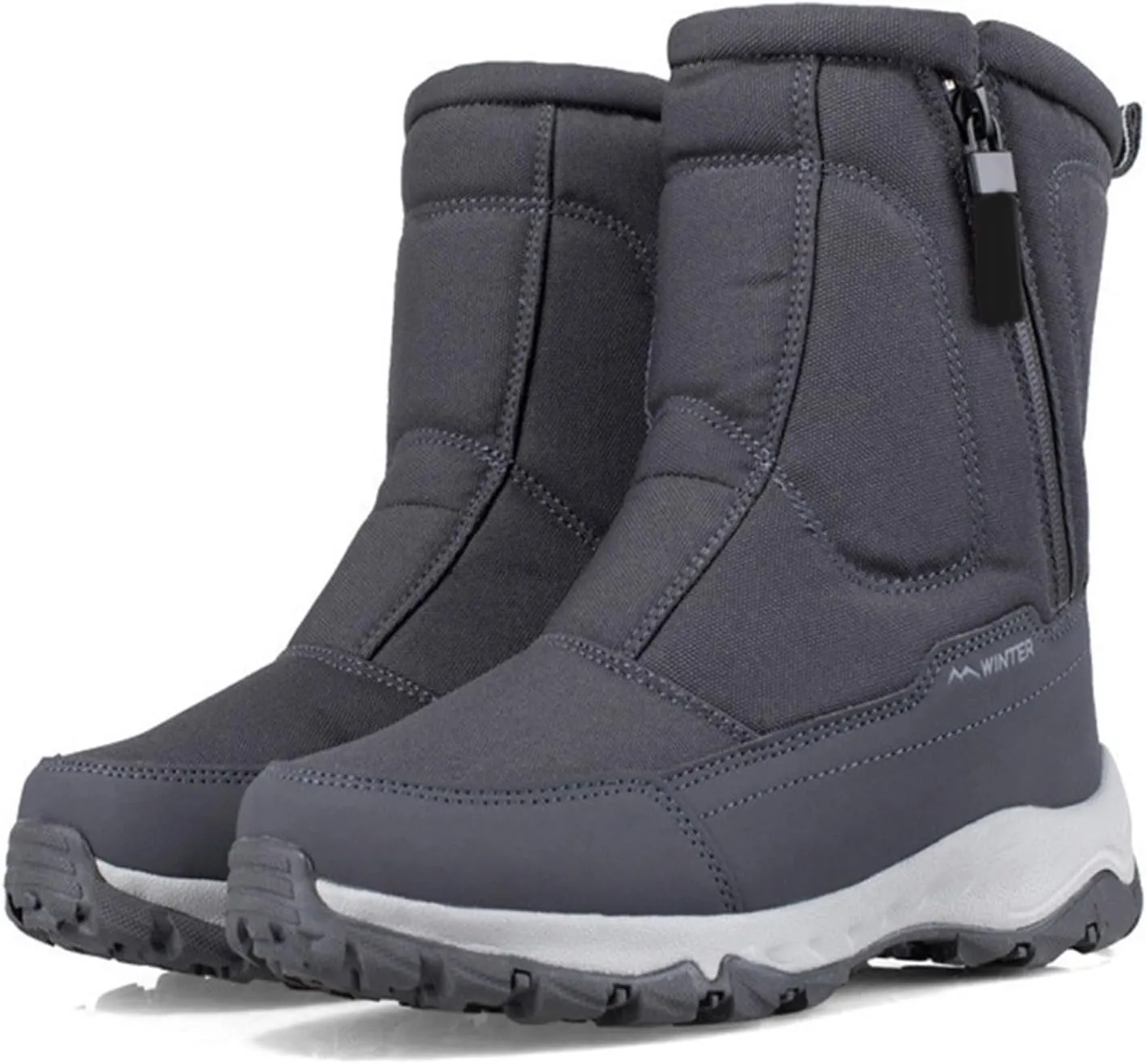 Winter Boots for Women Fully Fur Lined Zipper Anti Slip Snow Mid Calf Boots Waterproof Walking Hiking Boots