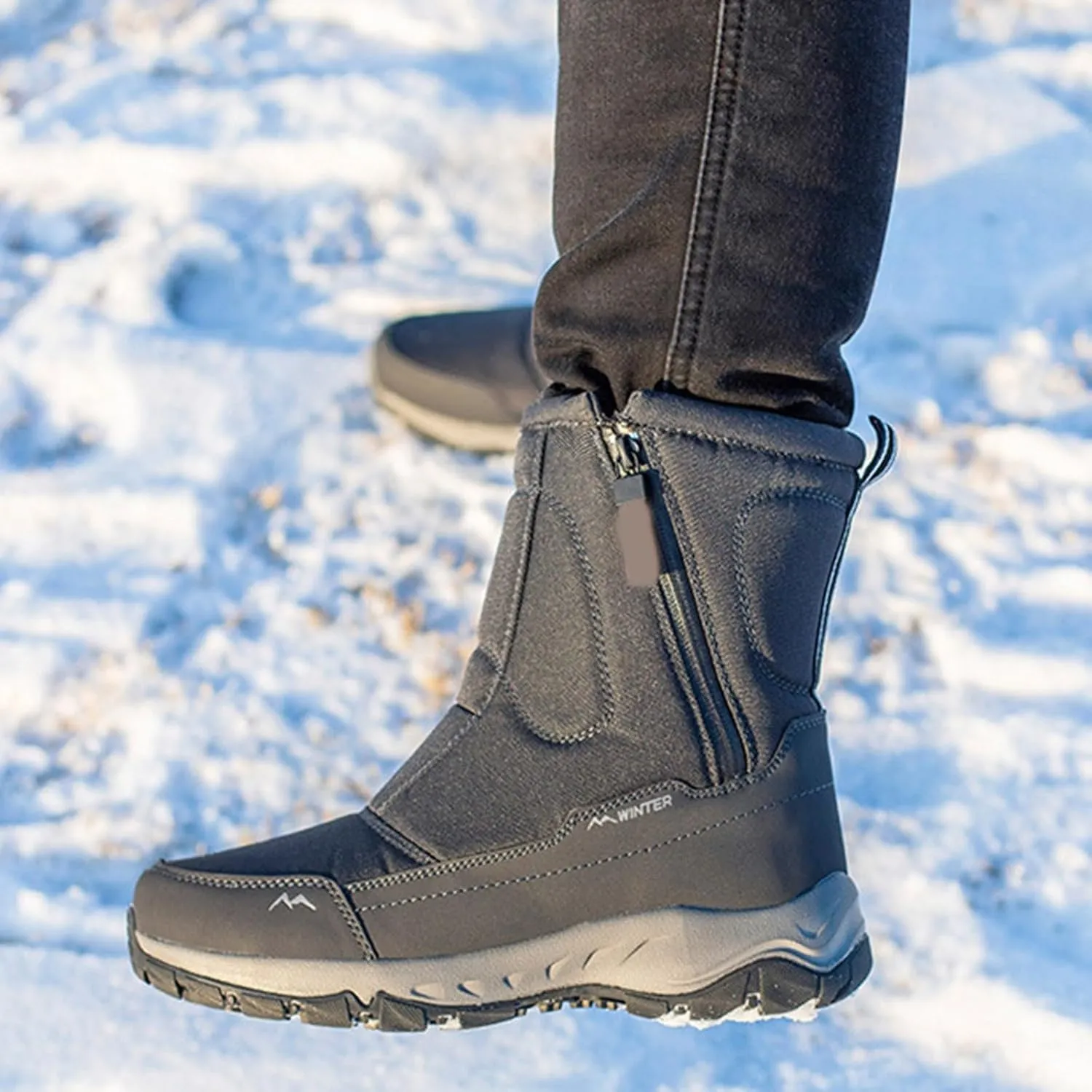Winter Boots for Women Fully Fur Lined Zipper Anti Slip Snow Mid Calf Boots Waterproof Walking Hiking Boots