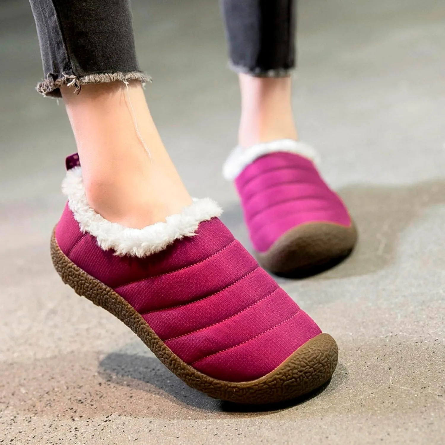 Winter Boots for Women Men Couple Warm Fur Lined Boots Waterproof Outdoor Ankle Booties Slip On Lightweight Boots
