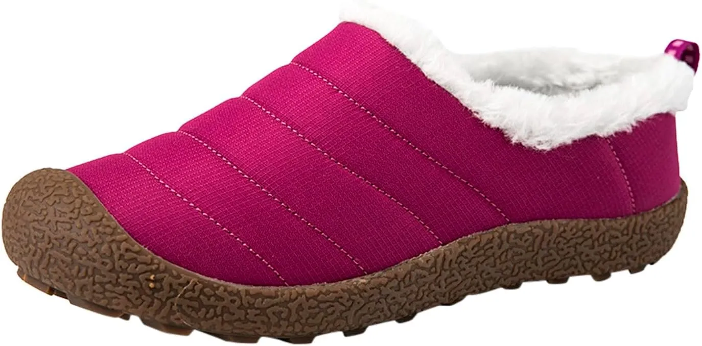 Winter Boots for Women Men Couple Warm Fur Lined Boots Waterproof Outdoor Ankle Booties Slip On Lightweight Boots
