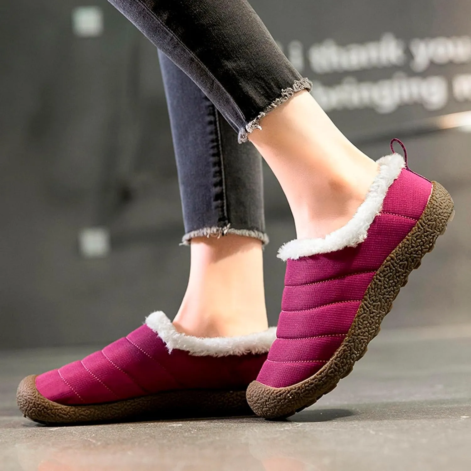 Winter Boots for Women Men Couple Warm Fur Lined Boots Waterproof Outdoor Ankle Booties Slip On Lightweight Boots