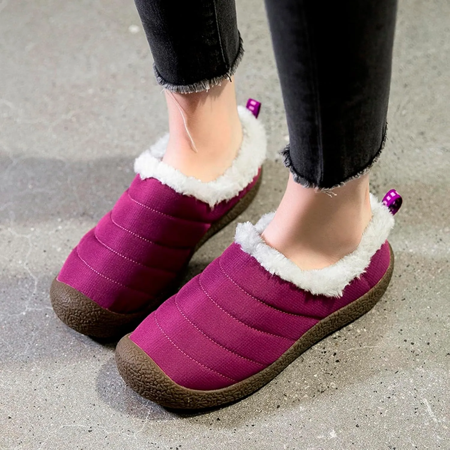 Winter Boots for Women Men Couple Warm Fur Lined Boots Waterproof Outdoor Ankle Booties Slip On Lightweight Boots