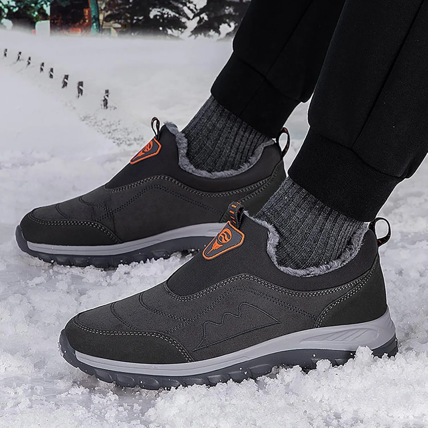 Winter Boots for Women Men Couple Warm Fur Lined Waterproof Snow Boots Ankle Walking Hiking Sneaker Boots