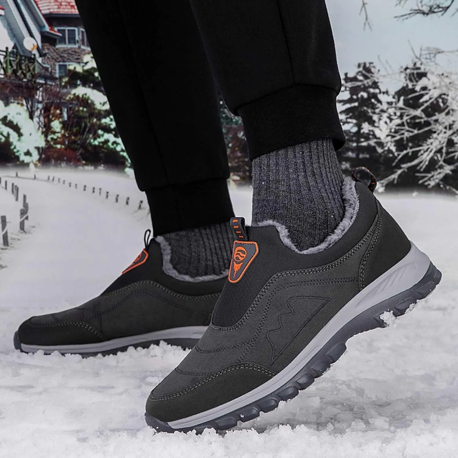 Winter Boots for Women Men Couple Warm Fur Lined Waterproof Snow Boots Ankle Walking Hiking Sneaker Boots