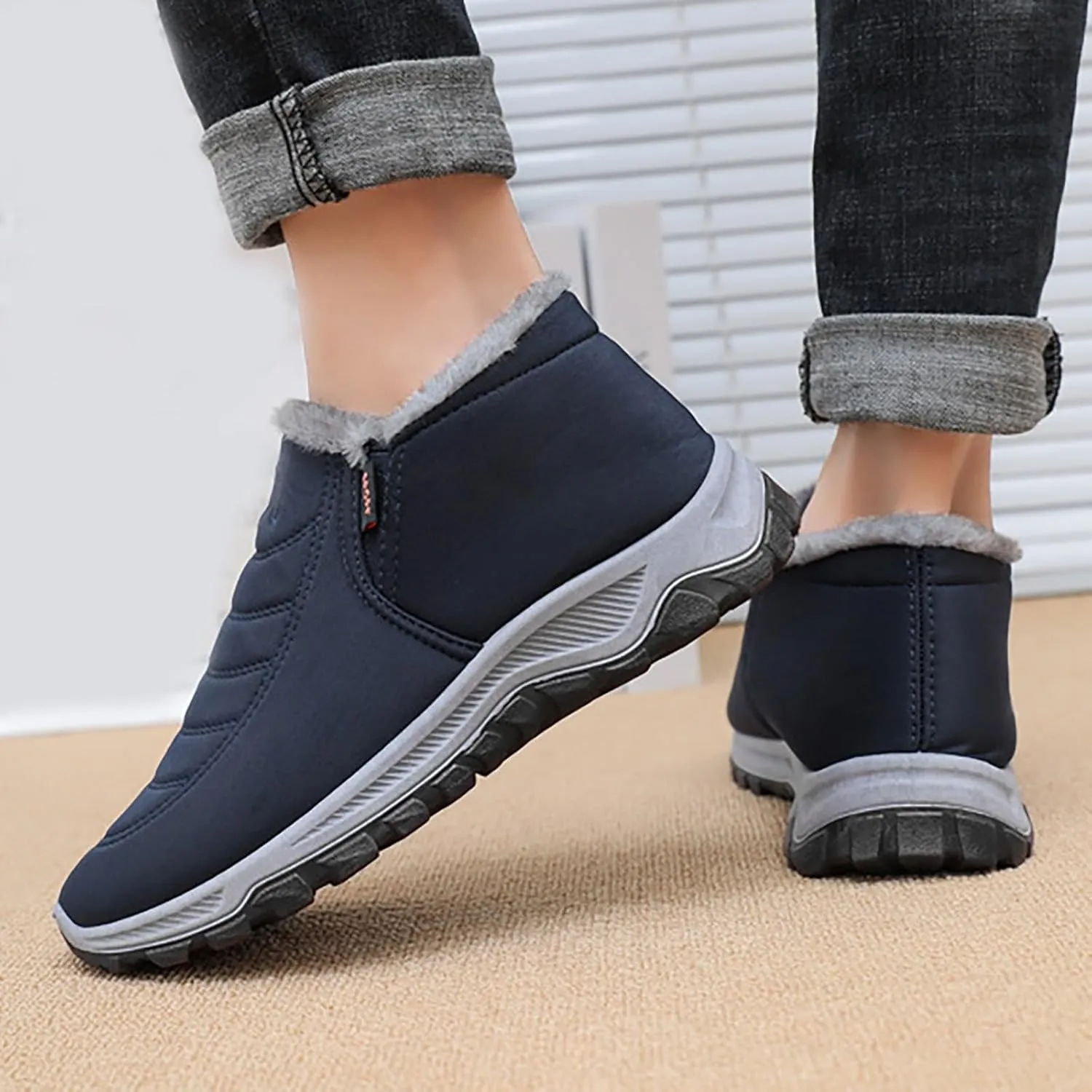 Winter Boots for Women Men Unisex Waterproof Fur Lined Warm Ankle Boots Slip On Outdoor Boot Walking Shoes