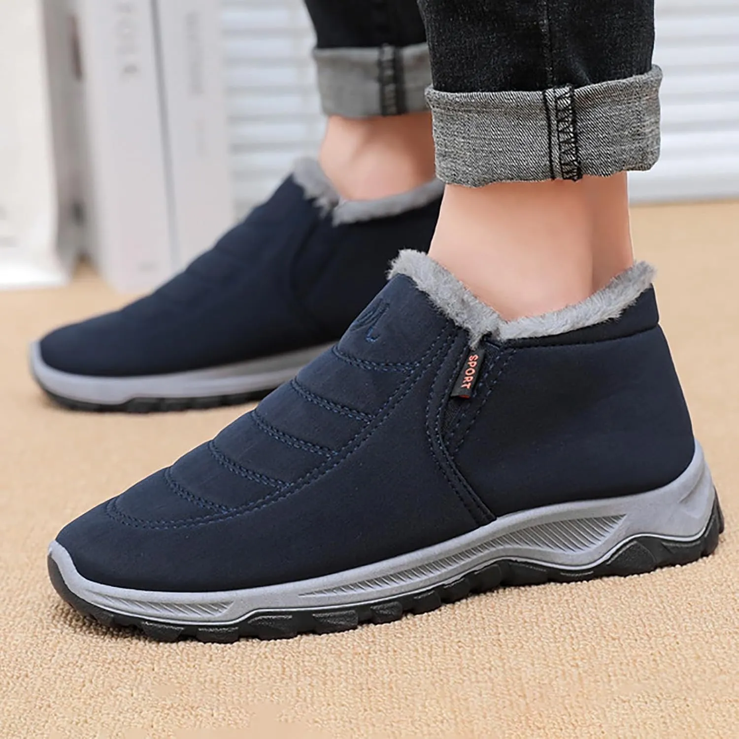 Winter Boots for Women Men Unisex Waterproof Fur Lined Warm Ankle Boots Slip On Outdoor Boot Walking Shoes
