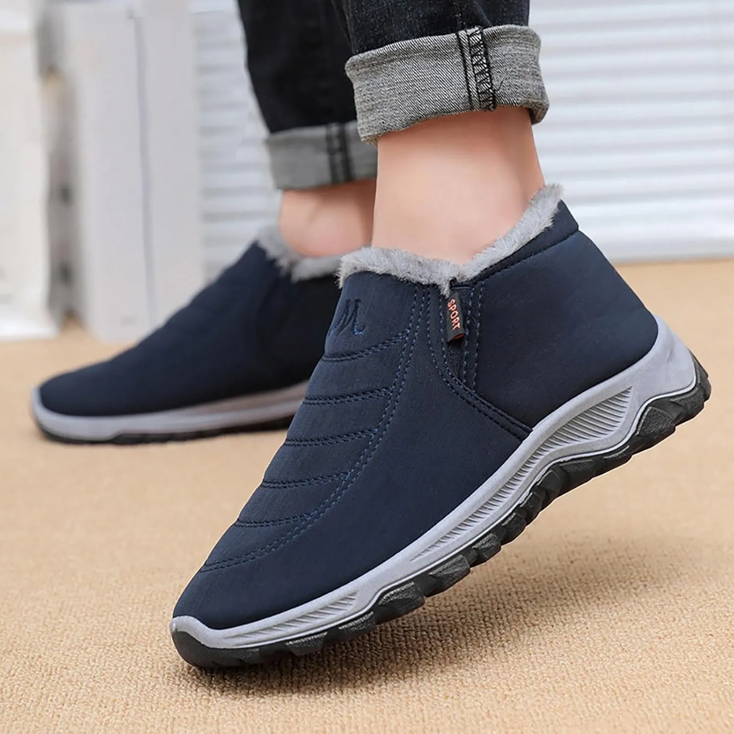 Winter Boots for Women Men Unisex Waterproof Fur Lined Warm Ankle Boots Slip On Outdoor Boot Walking Shoes