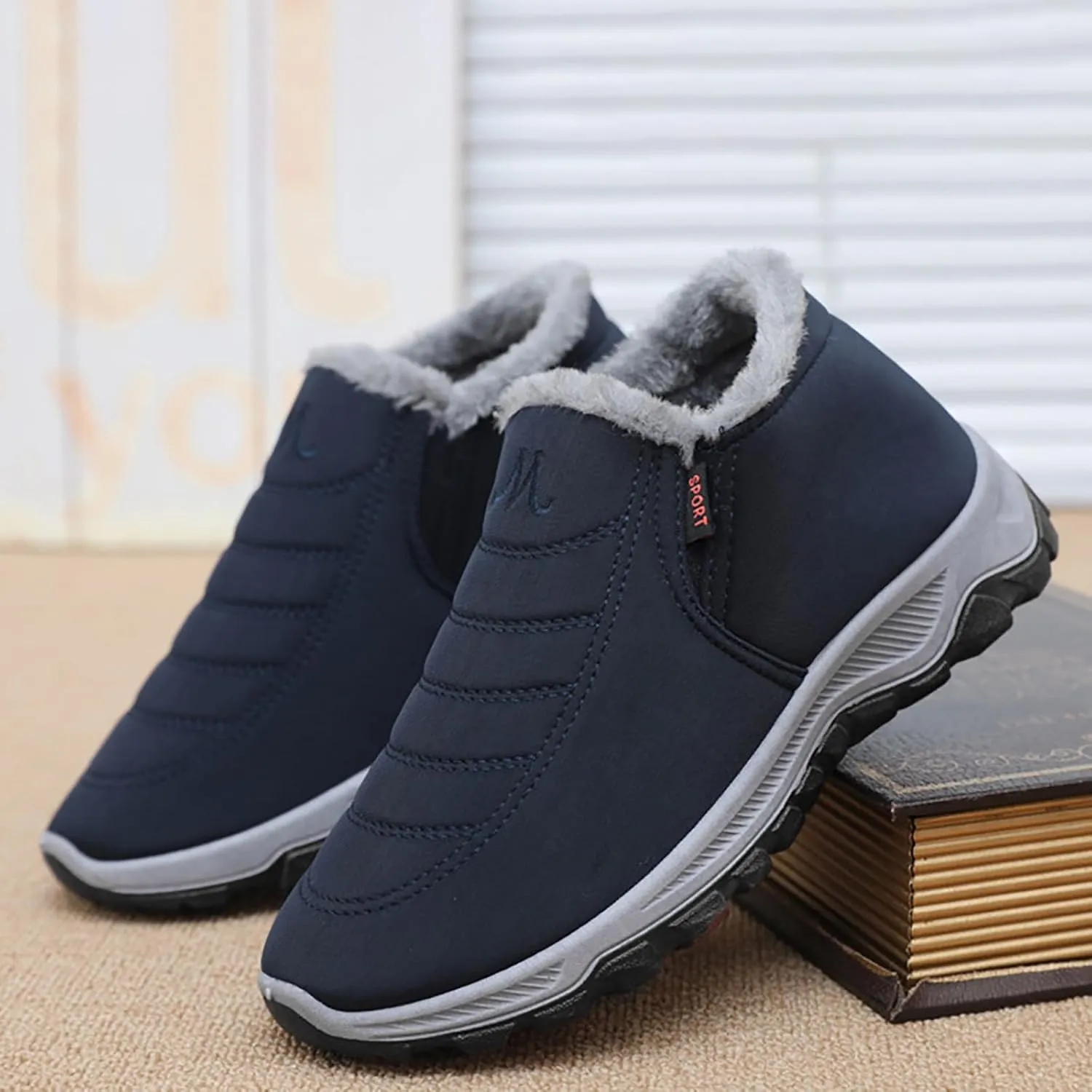 Winter Boots for Women Men Unisex Waterproof Fur Lined Warm Ankle Boots Slip On Outdoor Boot Walking Shoes