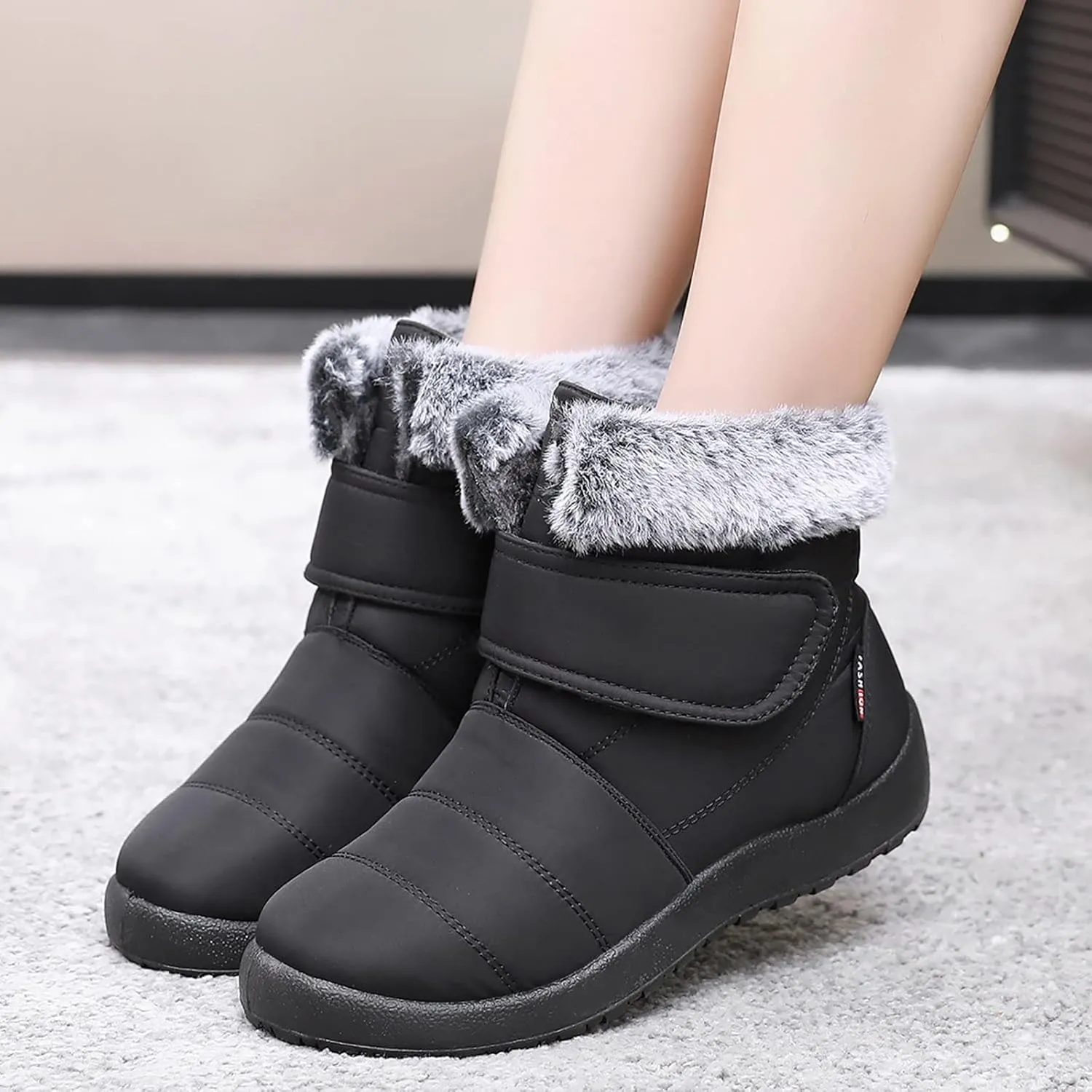 Winter Boots for Women Warm Fur Lined Boots Waterproof Non Slip Outdoor Boot Hook Loop Fashion Womens Booties