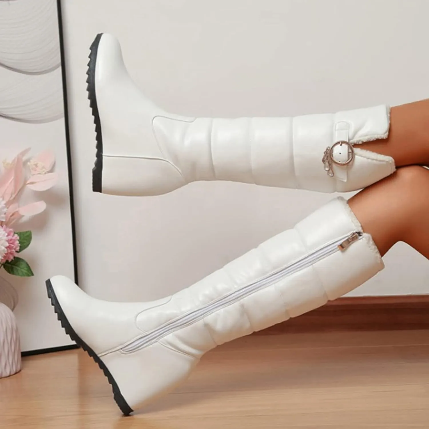 Winter Boots for Women Waterproof Fuzzy Boots Waterproof Duck Shoes Lightweight Outdoor Work Boots Womens Work Boots