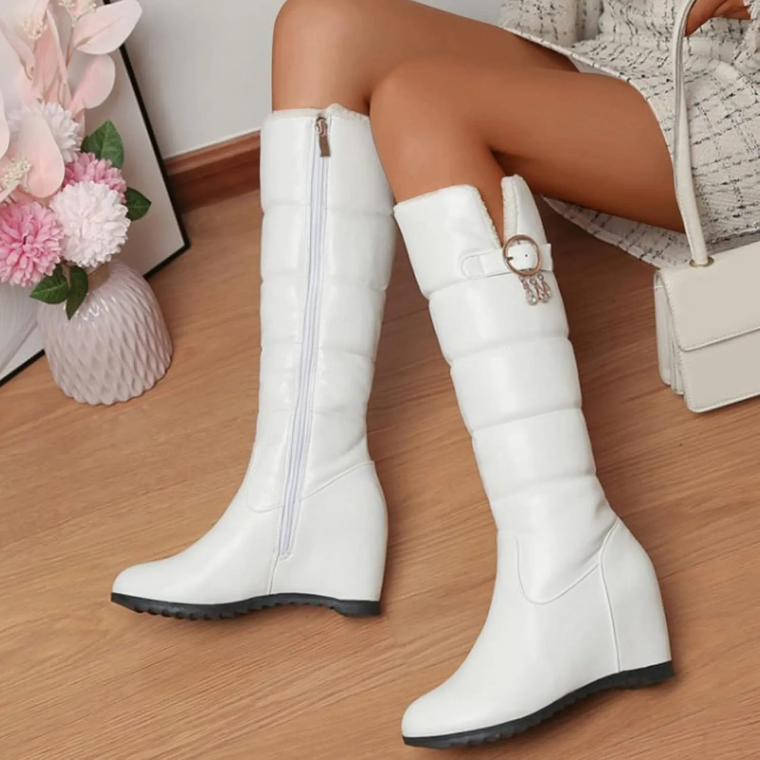 Winter Boots for Women Waterproof Fuzzy Boots Waterproof Duck Shoes Lightweight Outdoor Work Boots Womens Work Boots
