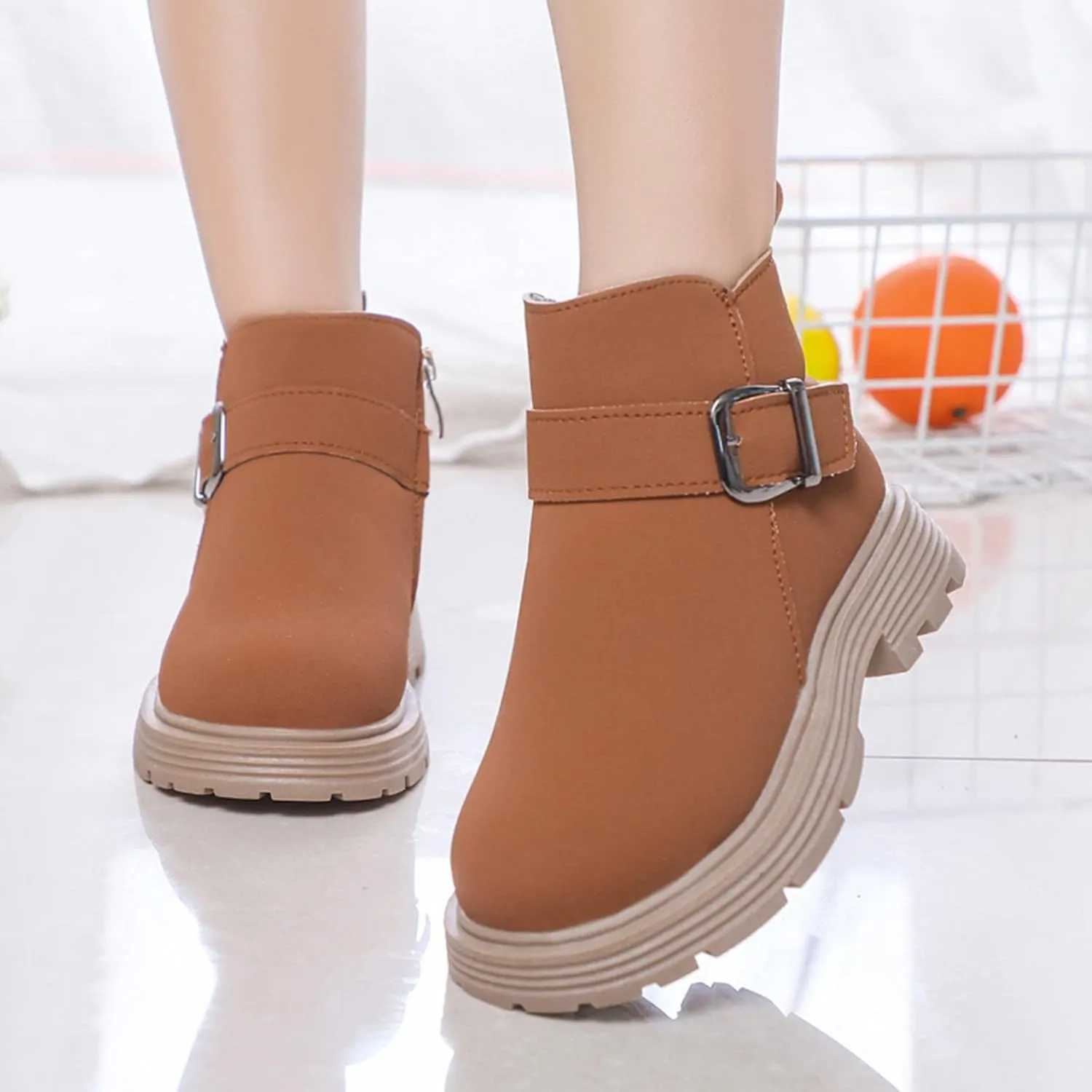 Winter Girls Scrub Boots Shoes Waterproof Leather Short Boots Non Slip Breathable Nude Boots Cute Winter Boots