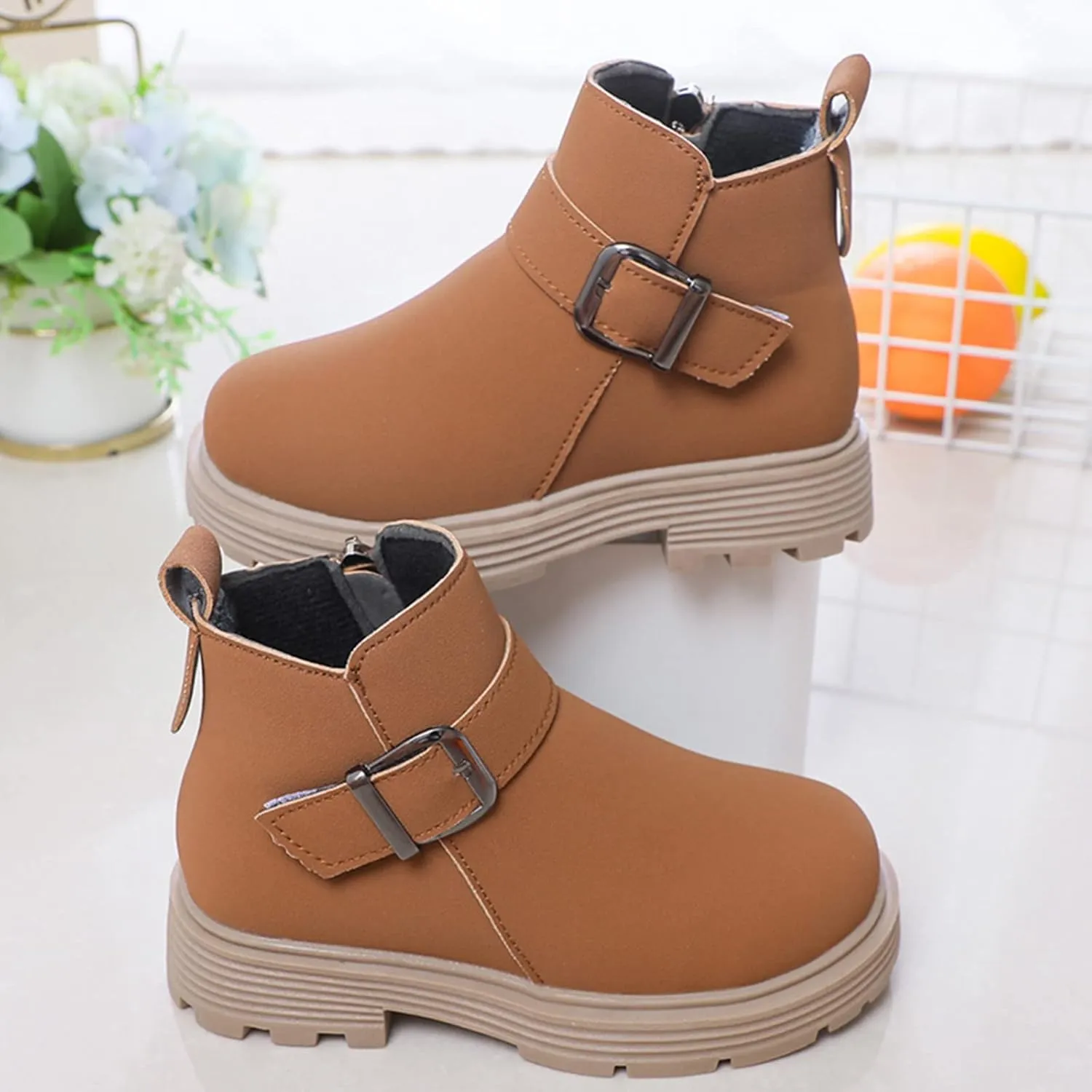 Winter Girls Scrub Boots Shoes Waterproof Leather Short Boots Non Slip Breathable Nude Boots Cute Winter Boots
