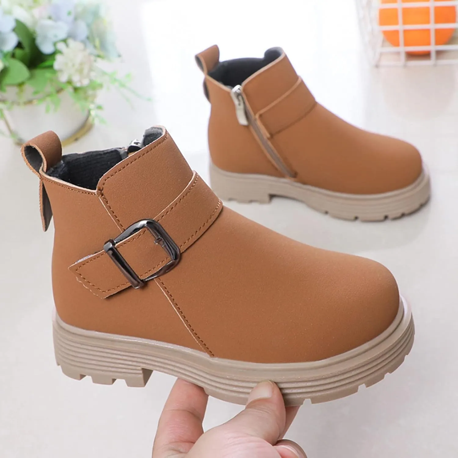 Winter Girls Scrub Boots Shoes Waterproof Leather Short Boots Non Slip Breathable Nude Boots Cute Winter Boots