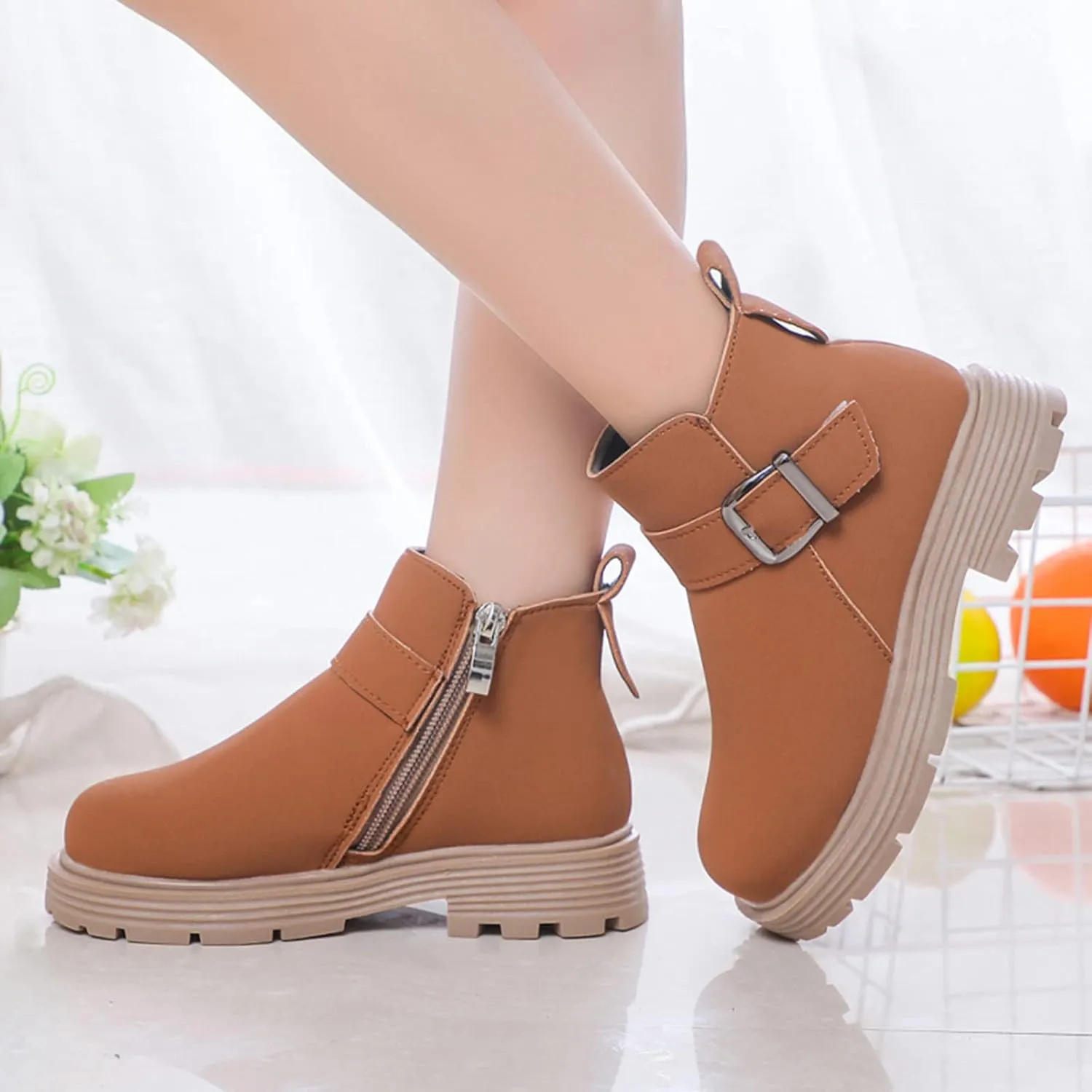 Winter Girls Scrub Boots Shoes Waterproof Leather Short Boots Non Slip Breathable Nude Boots Cute Winter Boots