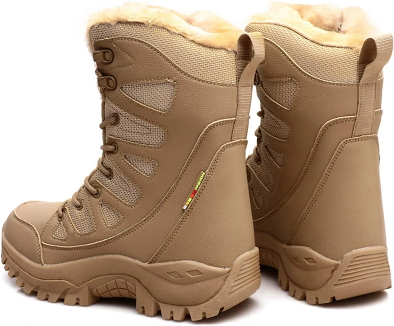 Winter Men Military Boots Leather High-Top Snow Boots Lovers Waterproof Desert Boots Velvet Warm Plus Size Cotton Shoes