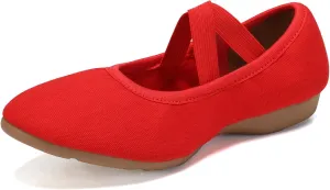 Women Flat Dance Practice Shoes Canvas Ballroom Social Dance Shoes for Beginner