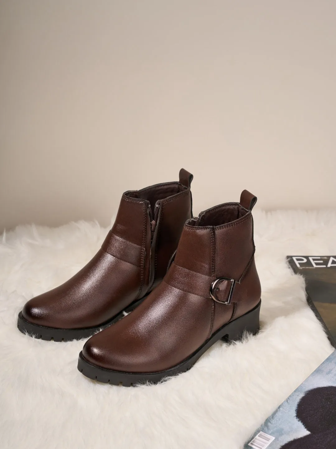Women's Brown Ankle Boots (IU5001)