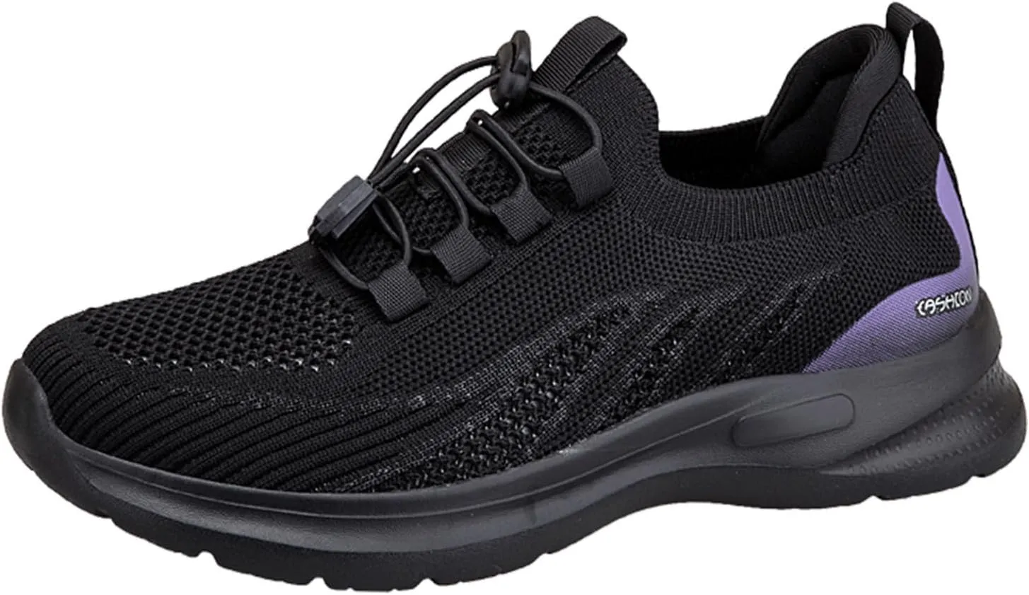 Womens Fashion Sneakers Black and White Women's Non Slip Work Shoes Black Casual Shoes for Women Wide Width Black and White Fashion Sneakers Women Women Slip On Sneakers