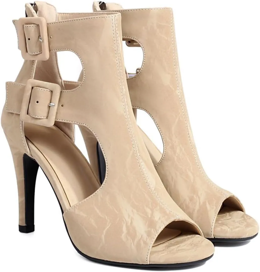 Women's Mesh Sandals Peep Toe High Top Sandals Lace Up Summer Open Toe Bootie