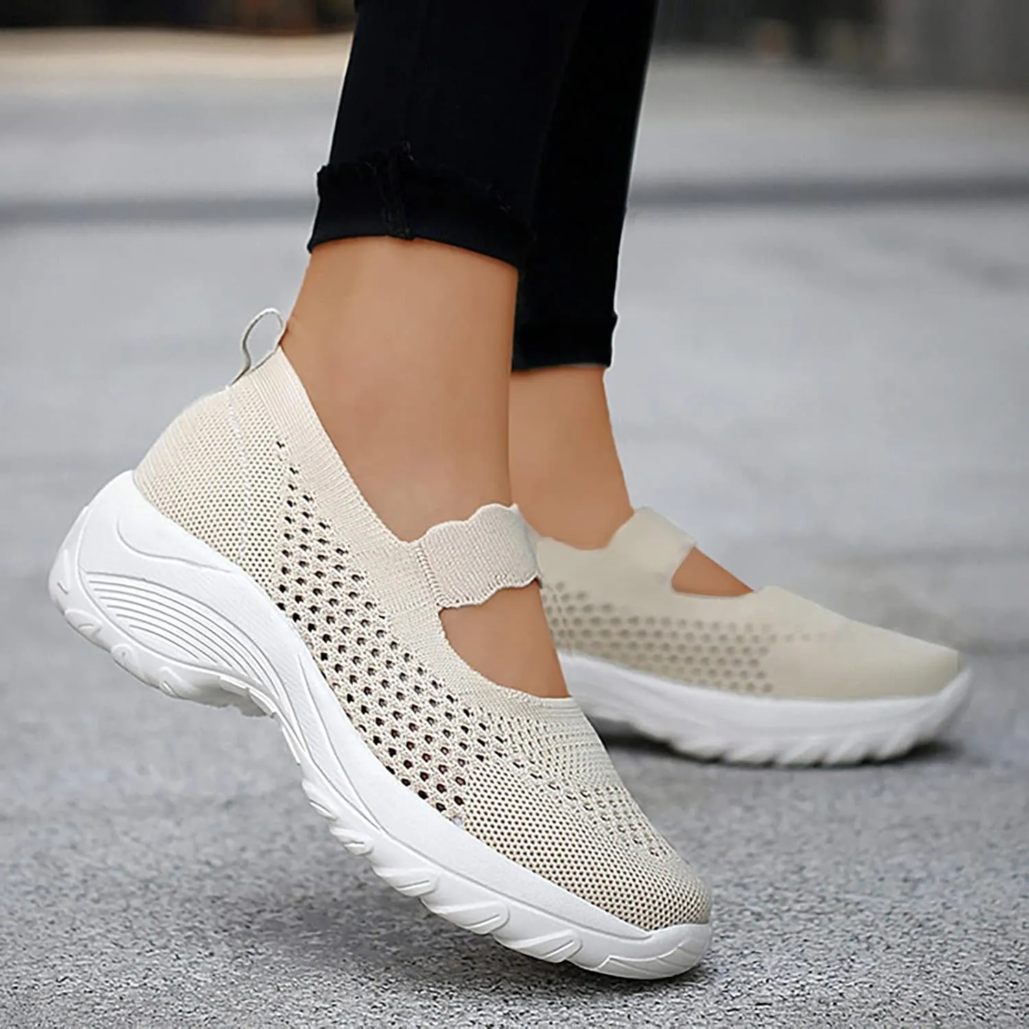 Womens Orthopedic Comfortable Loafers Slip On Walking Shoes with Arch Support Casual Sneakers Plantar Fasciitis Relief Foot Heel Pain Diabetic Feet