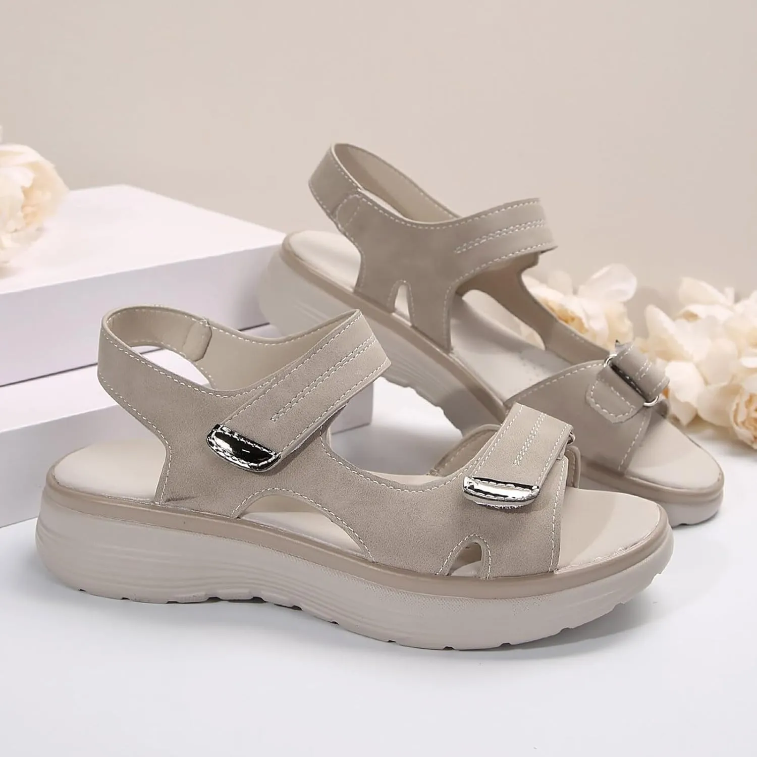 Women's Orthopedic Sandals Comfortable Walking Soft Cushion Foam Sandal Arch Support Shoes Wide Open Toe Shoes