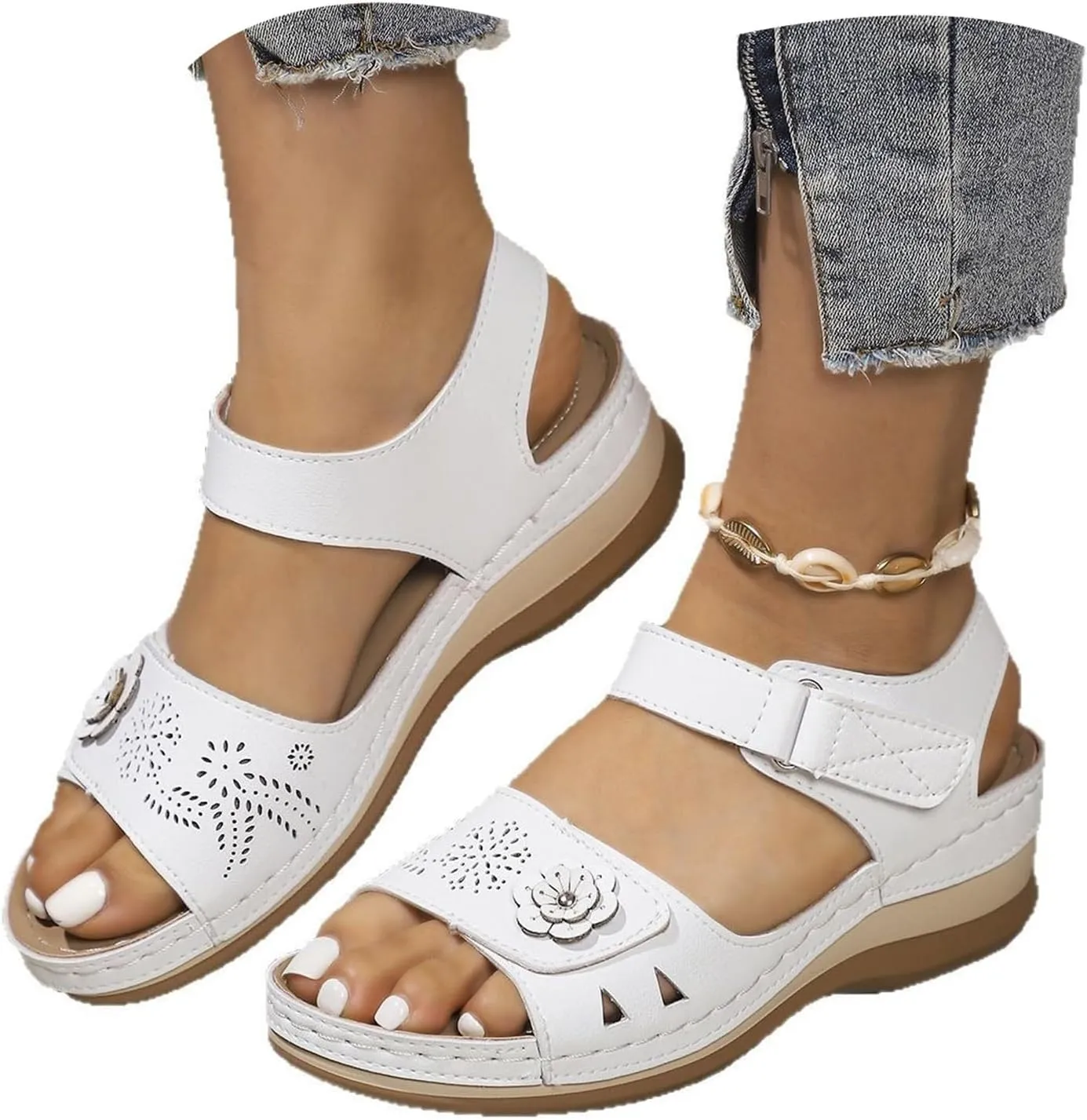 Women's Wedge Sandals Platform Comfortable Dressy Arch Support Ankle Strap Summer Open Toe Wide Width Orthopedic Sandals