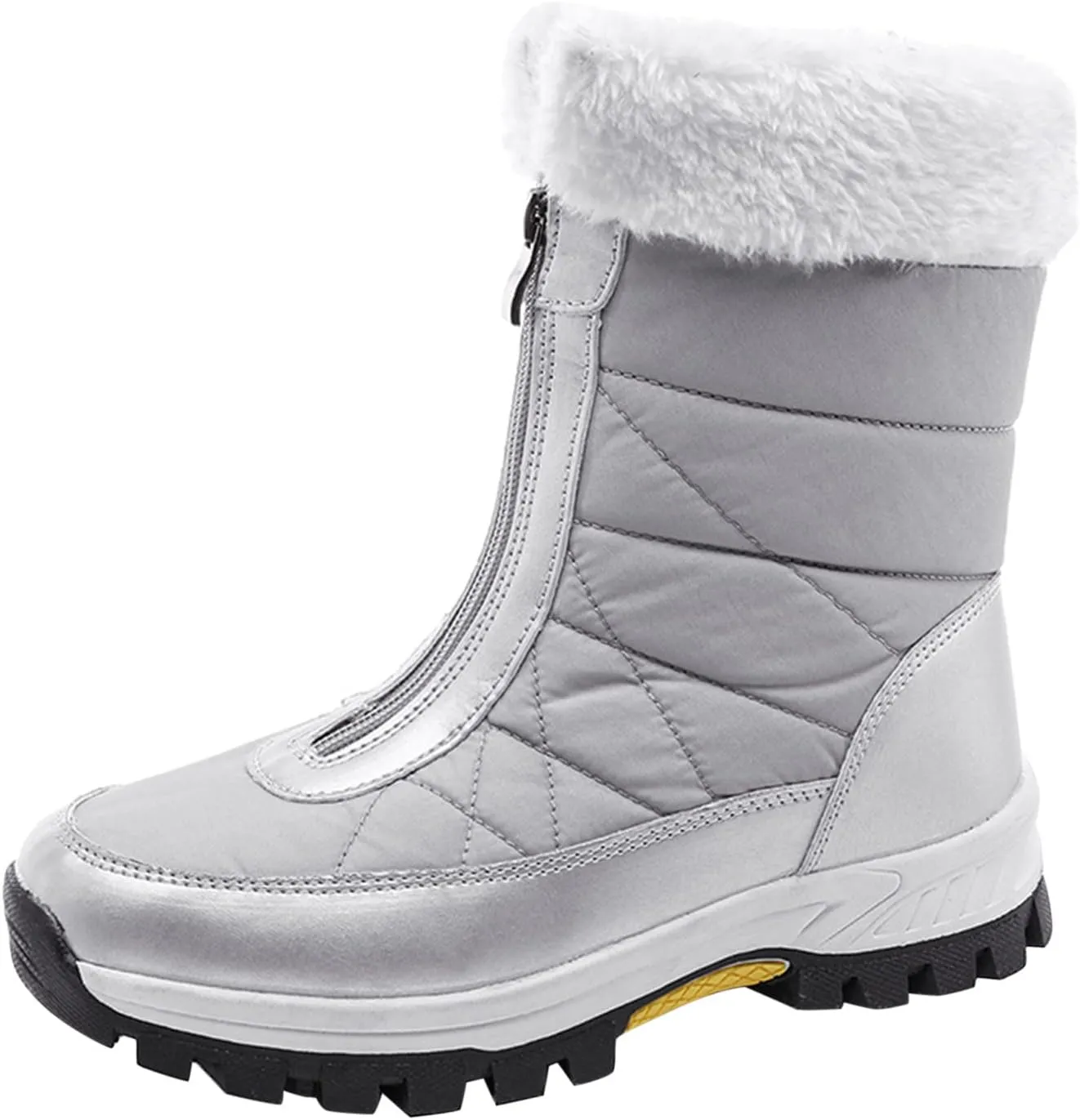 Womens Winter Snow Boots Ankle Snow Booties Warm Fur Lined Winter Boots Anti Slip Lug Sole Waterproof Hiking Boots