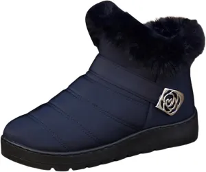 Womens Winter Snow Boots Fur Lined Warm Winter Boots Ankle Booties Waterproof Snow Boots Slip On Boots