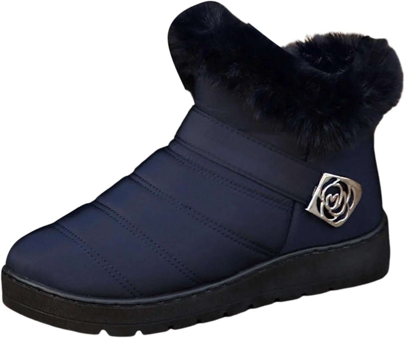 Womens Winter Snow Boots Fur Lined Warm Winter Boots Ankle Booties Waterproof Snow Boots Slip On Boots
