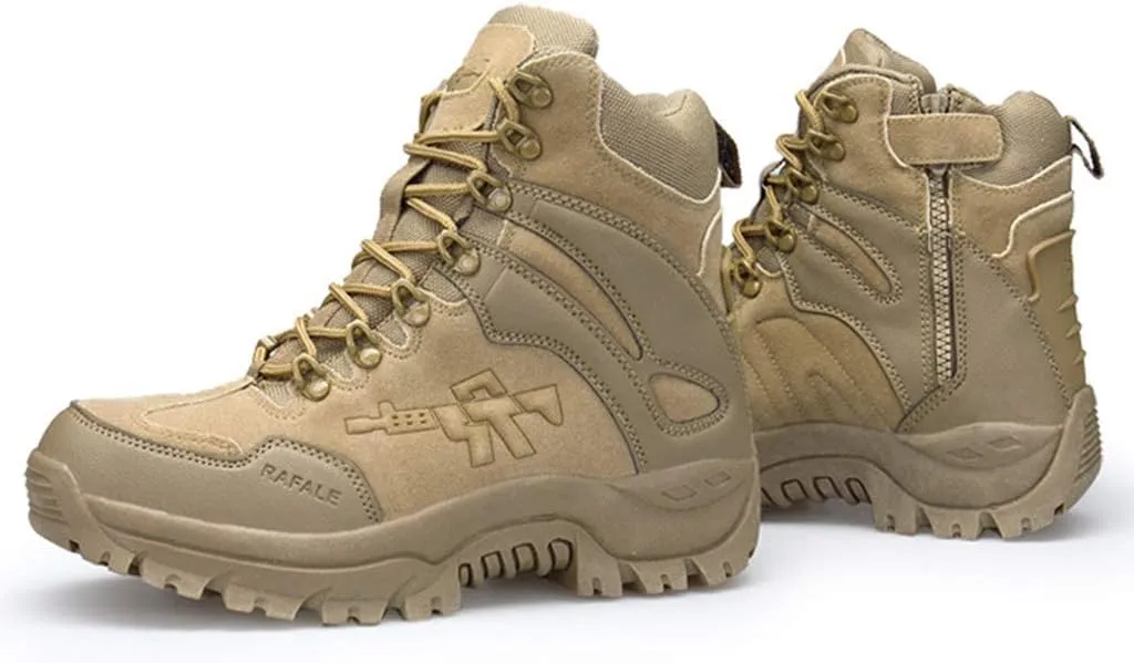Wygwlg Men's Army Safety Shoes Military Desert Combat Boot Waterproof Low Rise Hiking Boots Action Protection Boots